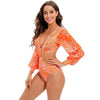 Surfing Swimsuit For Women Bikini Long Sleeve Swimwear Tiger Print Push Up Summer Bath Suit Two Piece Surfing Rash Guard Bikini Long Sleeve Swimsuit Set by Stevvex