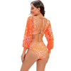Surfing Swimsuit For Women Bikini Long Sleeve Swimwear Tiger Print Push Up Summer Bath Suit Two Piece Surfing Rash Guard Bikini Long Sleeve Swimsuit Set by Stevvex