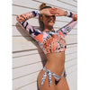 Surfing Swimsuit For Women New Bikini Long Sleeve Swimwear Women's Swimsuits Crop Top Bikini Set Bathing Suit Long Sleeve Swimwear Tiger Print Push Up Summer Bath Suit Two Piece by Stevvex