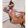 Surfing Swimsuit For Women New Bikini Long Sleeve Swimwear Women's Swimsuits Crop Top Bikini Set Bathing Suit Long Sleeve Swimwear Tiger Print Push Up Summer Bath Suit Two Piece by Stevvex