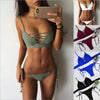 Swimwear Women Bikini Set Hollow Out Swimsuit Padded Halter Padded Push Up Bikini Set Two Pieces Swimsuit For Women Swimwear Bathing Suit Gifts For Mom Wife Girlfriend Lace Up Two Piece Bathing Suit by Stevvex