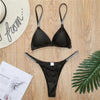 Swimwear Women Micro Bikini Solid Black G-String Swimsuits Bathers Bathing Suit 2 Piece Set Bikinis For Women Bathing Suit Women's Two-Piece Swimwear by Stevvex