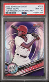 Graded 2022 Topps Bowmans Best James Wood #TP7 Top Prospects Purple Ref Rookie RC Baseball Card PSA 10 Gem Mint