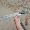 Forged Damascus K-Tip Nakiri Knife — Raindrop Pattern Blade, Black Resin Handle & Silver Pins | JW Steel Crafts by JW SteelCrafts