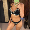 Tassel Knit Crochet Bikini Women Swimwear Female Swimsuit Two-piece Bikini Set Unique Bathing Suit Swim Women's Crochet Lace V Neck High Waist Bikini Set Two Pieces Swimsuit by Stevvex