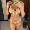 Tassel Knit Crochet Bikini Women Swimwear Female Swimsuit Two-piece Bikini Set Unique Bathing Suit Swim Women's Crochet Lace V Neck High Waist Bikini Set Two Pieces Swimsuit by Stevvex