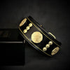 The "Maximus" collar 2 inch wide gold decoration by Bestia Dog Gear