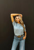 The Original, Viral Boot Stitch Western Graphic Tee - Blue by Wild Junkie