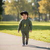THE SPARK NEON YELLOW HOODIE - ARMY GREEN by LITTLE RAD THINGS