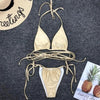 Thong Bikini Swimwear Women Bandage Solid Swimsuit Micro Bikini Set Summer Beachwear Swim Suit High Cut Thong 2 Pieces Bikini Set Swimsuit by Stevvex