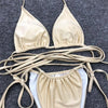 Thong Bikini Swimwear Women Bandage Solid Swimsuit Micro Bikini Set Summer Beachwear Swim Suit High Cut Thong 2 Pieces Bikini Set Swimsuit by Stevvex