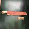 Premium Damascus Clip-Point Bushcraft Hunter — Twisted Pattern, Ram’s Horn & Brass Handle with Leather Sheath by JW SteelCrafts