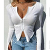 Top fashion Women Ribbed Knitted Long Sleeve Elegant Cute Fashion Crop Tops for Summer by Stevvex