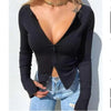 Top fashion Women Ribbed Knitted Long Sleeve Elegant Cute Fashion Crop Tops for Summer by Stevvex