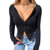 Top fashion Women Ribbed Knitted Long Sleeve Elegant Cute Fashion Crop Tops for Summer by Stevvex