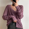 Cardigan For Women Long Sleeve Cardigan Summer Cropped Cardigan Knitted V neck Thin Ice Silk Sweaters Sunscreen Shirt Tops by Stevvex