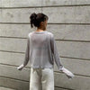 Cardigan For Women Long Sleeve Cardigan Summer Cropped Cardigan Knitted V neck Thin Ice Silk Sweaters Sunscreen Shirt Tops by Stevvex