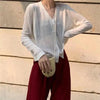 Cardigan For Women Long Sleeve Cardigan Summer Cropped Cardigan Knitted V neck Thin Ice Silk Sweaters Sunscreen Shirt Tops by Stevvex