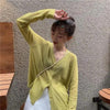 Cardigan For Women Long Sleeve Cardigan Summer Cropped Cardigan Knitted V neck Thin Ice Silk Sweaters Sunscreen Shirt Tops by Stevvex