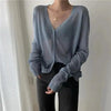Cardigan For Women Long Sleeve Cardigan Summer Cropped Cardigan Knitted V neck Thin Ice Silk Sweaters Sunscreen Shirt Tops by Stevvex