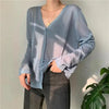 Cardigan For Women Long Sleeve Cardigan Summer Cropped Cardigan Knitted V neck Thin Ice Silk Sweaters Sunscreen Shirt Tops by Stevvex