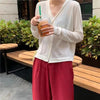 Cardigan For Women Long Sleeve Cardigan Summer Cropped Cardigan Knitted V neck Thin Ice Silk Sweaters Sunscreen Shirt Tops by Stevvex