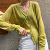 Cardigan For Women Long Sleeve Cardigan Summer Cropped Cardigan Knitted V neck Thin Ice Silk Sweaters Sunscreen Shirt Tops by Stevvex