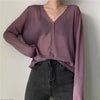 Cardigan For Women Long Sleeve Cardigan Summer Cropped Cardigan Knitted V neck Thin Ice Silk Sweaters Sunscreen Shirt Tops by Stevvex