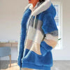 Plus Size Jacket Women Autumn Winter Long Sleeve Color Block Zipper Fluff Hooded Warm Coat Jacket by Stevvex