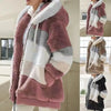 Plus Size Jacket Women Autumn Winter Long Sleeve Color Block Zipper Fluff Hooded Warm Coat Jacket by Stevvex