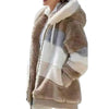 Plus Size Jacket Women Autumn Winter Long Sleeve Color Block Zipper Fluff Hooded Warm Coat Jacket by Stevvex
