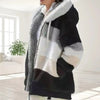 Plus Size Jacket Women Autumn Winter Long Sleeve Color Block Zipper Fluff Hooded Warm Coat Jacket by Stevvex