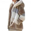 Plus Size Jacket Women Autumn Winter Long Sleeve Color Block Zipper Fluff Hooded Warm Coat Jacket by Stevvex