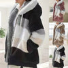 Plus Size Jacket Women Autumn Winter Long Sleeve Color Block Zipper Fluff Hooded Warm Coat Jacket by Stevvex