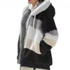 Plus Size Jacket Women Autumn Winter Long Sleeve Color Block Zipper Fluff Hooded Warm Coat Jacket by Stevvex