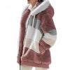 Plus Size Jacket Women Autumn Winter Long Sleeve Color Block Zipper Fluff Hooded Warm Coat Jacket by Stevvex