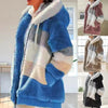 Plus Size Jacket Women Autumn Winter Long Sleeve Color Block Zipper Fluff Hooded Warm Coat Jacket by Stevvex