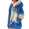 Plus Size Jacket Women Autumn Winter Long Sleeve Color Block Zipper Fluff Hooded Warm Coat Jacket by Stevvex