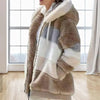 Plus Size Jacket Women Autumn Winter Long Sleeve Color Block Zipper Fluff Hooded Warm Coat Jacket by Stevvex