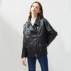 PU Faux Leather Jacket Women Loose Sashes Casual Biker Jackets Outwear Female Tops BF Style Black Leather Jacket Coat by Stevvex