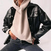 Top Quality Punk Style Women Autumn Leather Jacket Turn-down Collar Streetwear Cool Jackets Ladies Pocket Oversized Pop Jackets by Stevvex