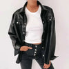 Top Quality Punk Style Women Autumn Leather Jacket Turn-down Collar Streetwear Cool Jackets Ladies Pocket Oversized Pop Jackets by Stevvex