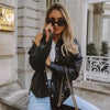 Top Quality Punk Style Women Autumn Leather Jacket Turn-down Collar Streetwear Cool Jackets Ladies Pocket Oversized Pop Jackets by Stevvex
