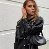 Top Quality Punk Style Women Autumn Leather Jacket Turn-down Collar Streetwear Cool Jackets Ladies Pocket Oversized Pop Jackets by Stevvex