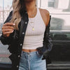 Top Quality Punk Style Women Autumn Leather Jacket Turn-down Collar Streetwear Cool Jackets Ladies Pocket Oversized Pop Jackets by Stevvex