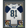 Framed Autographed/Signed Torry Holt 35x39 St. Louis White Football Jersey Beckett BAS COA