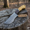 tracker knife Custom, 10", DAMASCUS KNIFE, Damascus steel knife, hunting, exotic Yellow Heart & Walnut wood handle, leather sheath by JW SteelCrafts