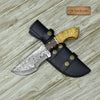 tracker knife Custom, 10", DAMASCUS KNIFE, Damascus steel knife, hunting, exotic Yellow Heart & Walnut wood handle, leather sheath by JW SteelCrafts