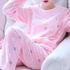 Trendy Pajama Women Thick Flannel Warm Female Winter Pajama Set Long Sleeve Full Trousers Two Piece Pajamas Cartoon Pajamas Women Pajamas Set Sleepwear Autumn Plus Size Top Long Pant Sleepwear Girls Pajamas by Stevvex