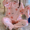 Trendy Pajama Women Thick Flannel Warm Female Winter Pajama Set Long Sleeve Full Trousers Two Piece Pajamas Cartoon Pajamas Women Pajamas Set Sleepwear Autumn Plus Size Top Long Pant Sleepwear Girls Pajamas by Stevvex